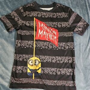 Minion Mayhem Kids T-Shirt - Black and Yellow Boys Size 14/16